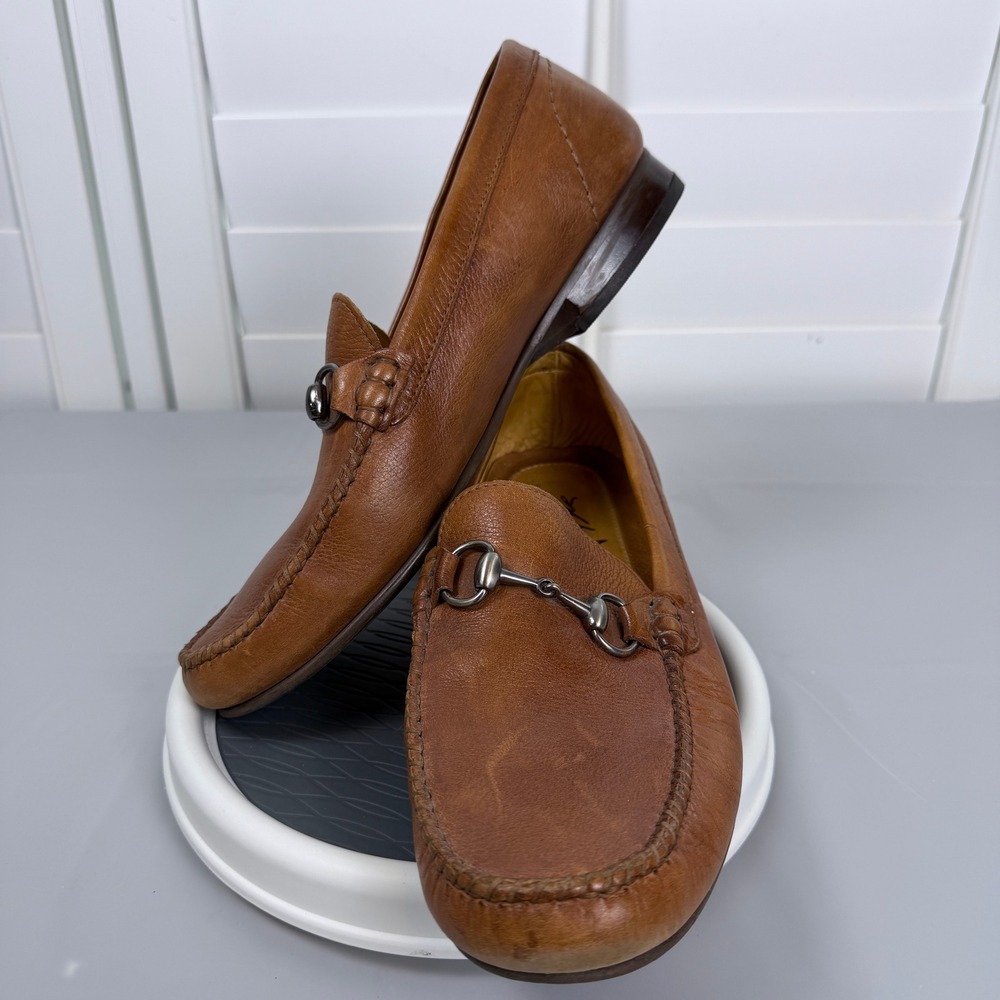 Martin Dingman Mens Brown Leather Bit Loafers Made in Brazil 530159M Size 10